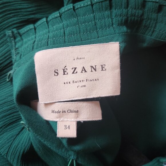 ✨ US2 Sézane Odile Green Mini Silk Dress - Worn Once (EU 34) - Picture 12 of 15